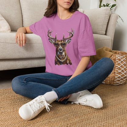 Glam Deer Head Graphic T-Shirt — Rustic Buck Wildlife Tee