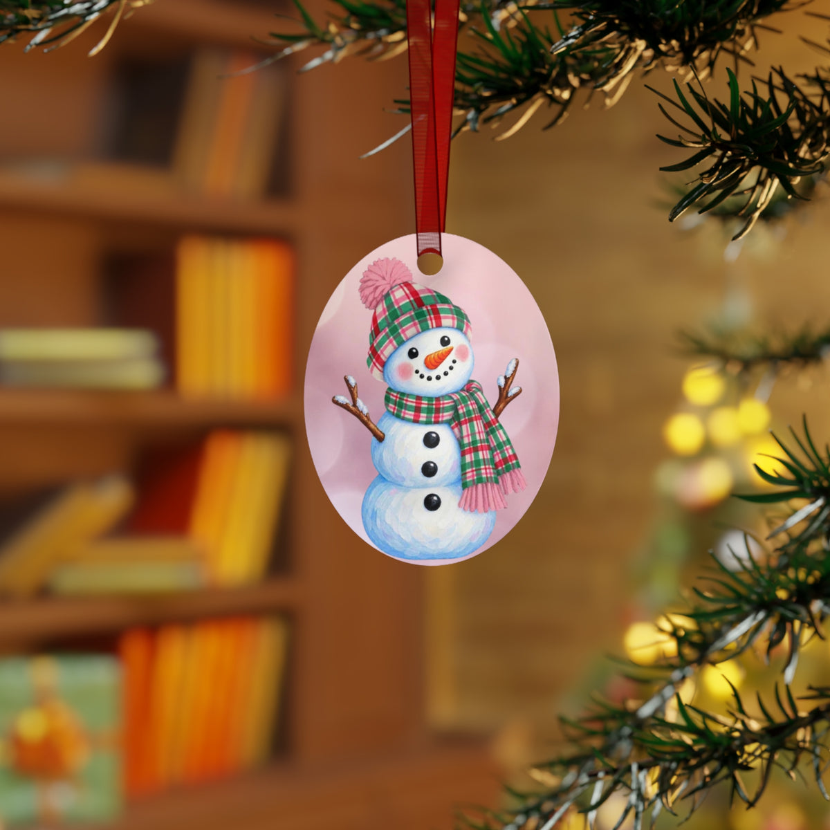 Pink Let It Snow Christmas Metal Ornament