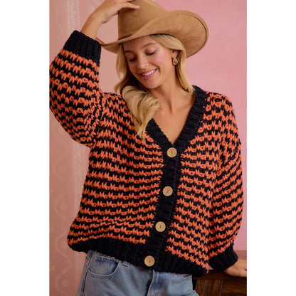 BiBi Halloween Chunky Knit Button Front Cardigan