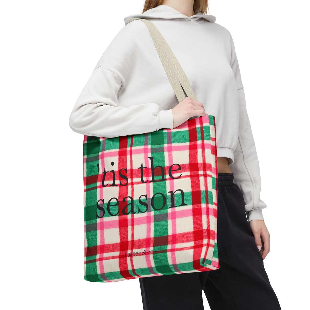 Christmas Plaid Tote Bag - 'Tis the Season Holiday Market Bag