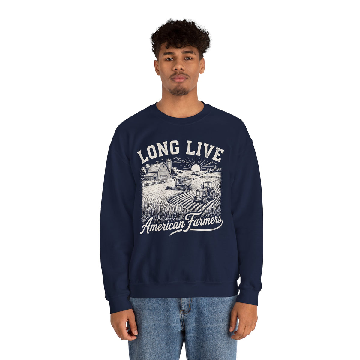 Long Live American Farmers Sweatshirt – Vintage Farm Scene Crewneck