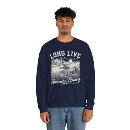 Long Live American Farmers Sweatshirt – Vintage Farm Scene Crewneck