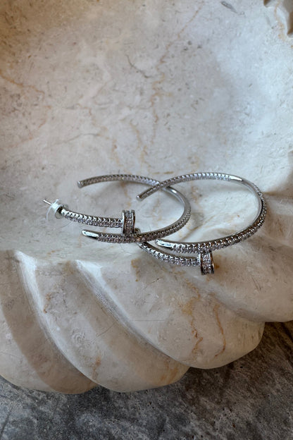 Diamond Nailhead Hoop Earrings