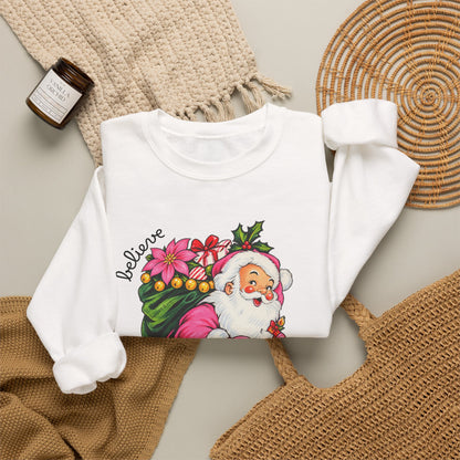 Vintage Floral Santa Sweatshirt – Believe Christmas Crewneck