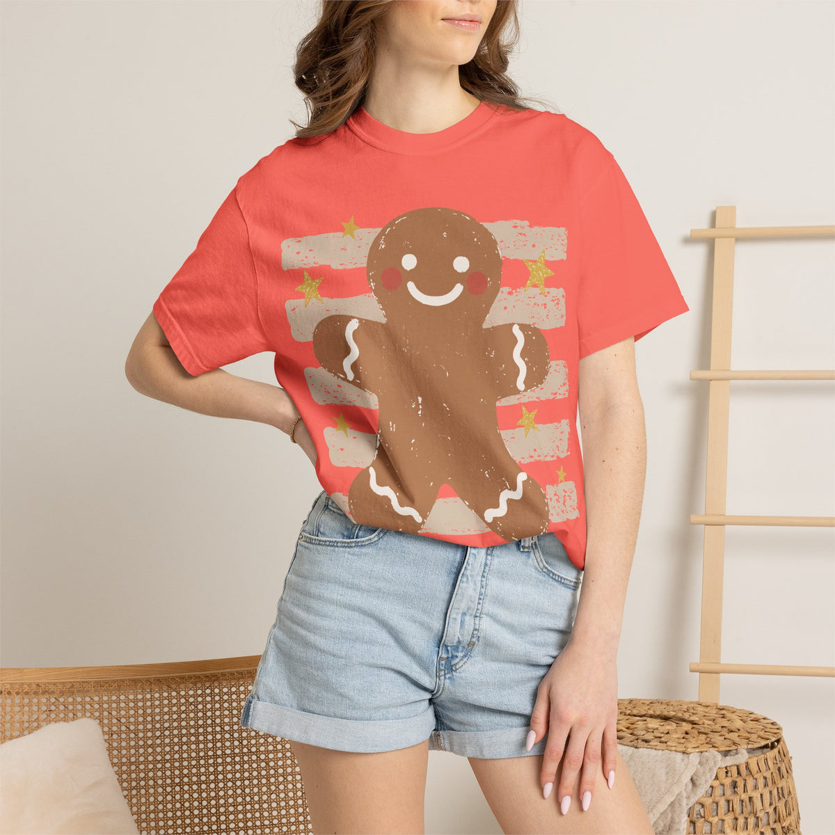 Gingerbread Cookie T-Shirt — Retro Striped Holiday Tee