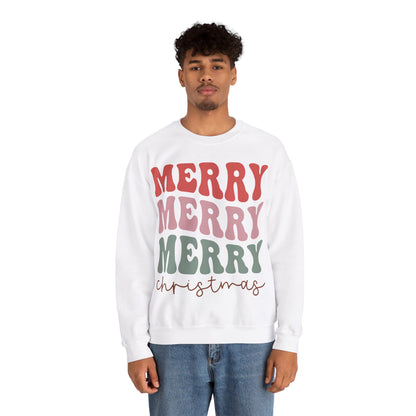 Merry Merry Merry Christmas Jersey Sweatshirt Full Size