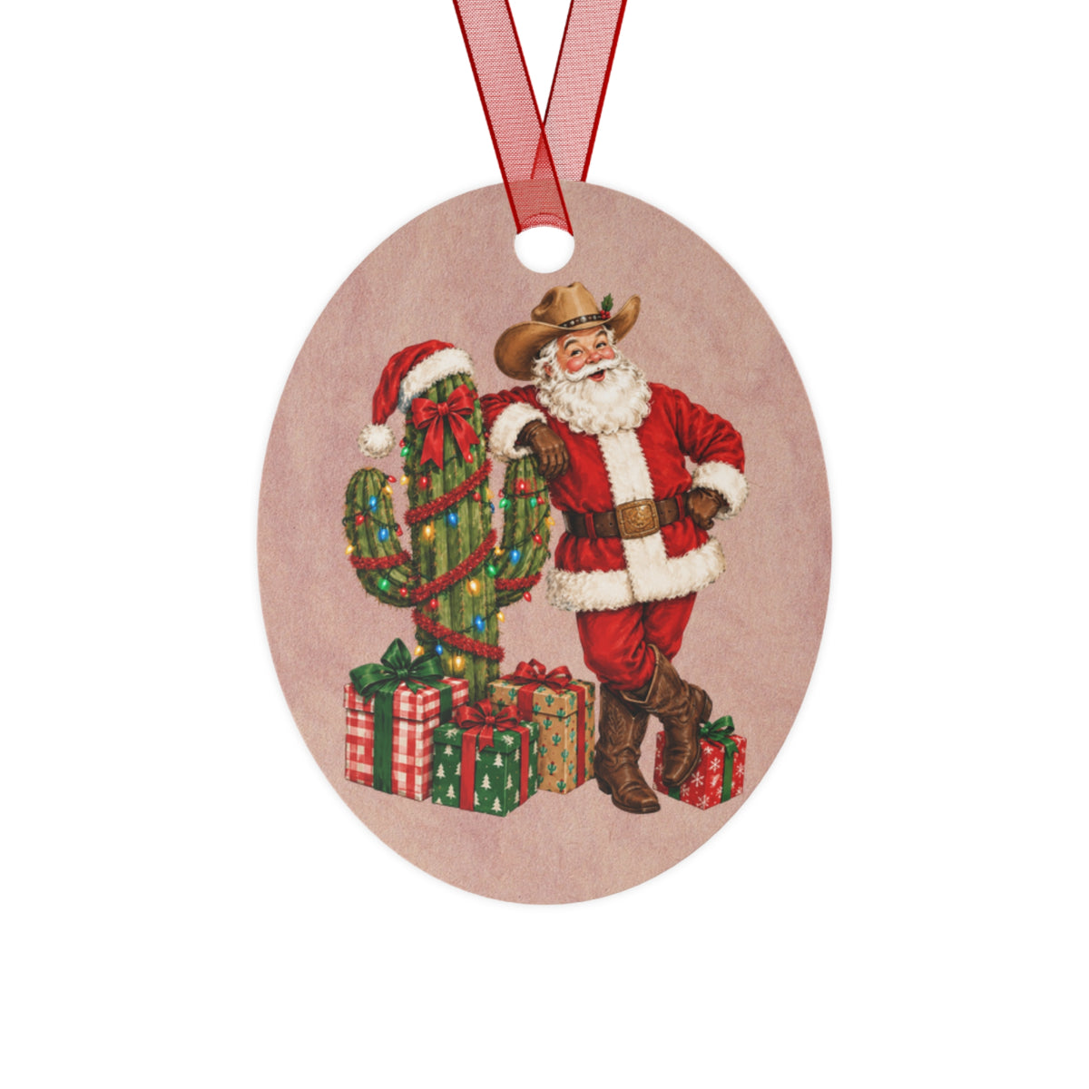 Southwestern Christmas Jolly Old Elf Christmas Metal Ornament