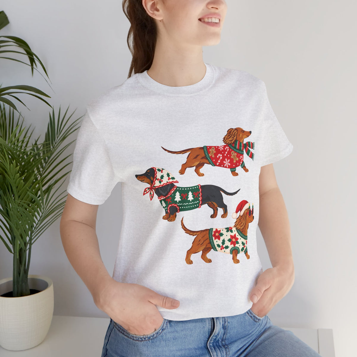 Dachshund Trio Christmas Sweater Tee