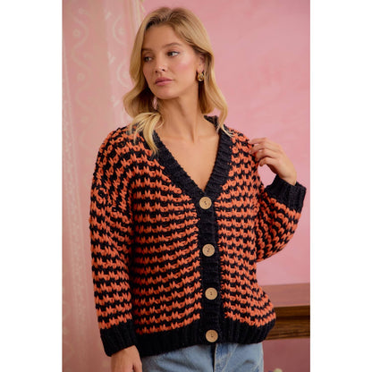 BiBi Halloween Chunky Knit Button Front Cardigan