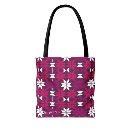 Raspberry Quilt Block Tote Bag (AOP)