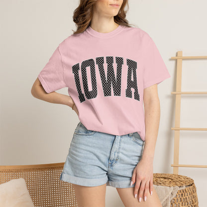 Iowa Retro Polka Dot Lettering Color Comfort T-Shirt