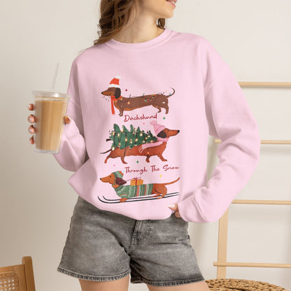 Dachshund Through the Snow Christmas Winter Jersey Sweatshirt