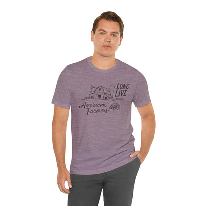 Long Live American Farmers Tee — Vintage Farmhouse Barn & Tractor T-Shirt