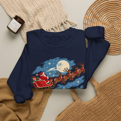Christmas Santa Sleigh Night Sky Farm Sweatshirt