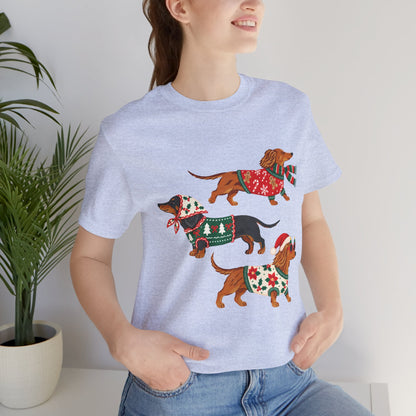 Dachshund Trio Christmas Sweater Tee