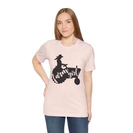 Farm Girl T-Shirt — Rustic Tractor Silhouette Tee for Country Women