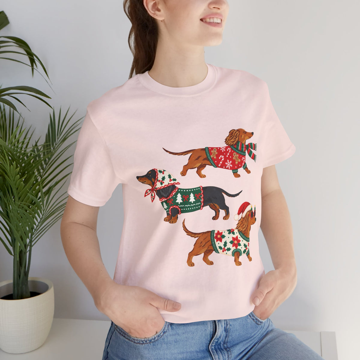 Dachshund Trio Christmas Sweater Tee