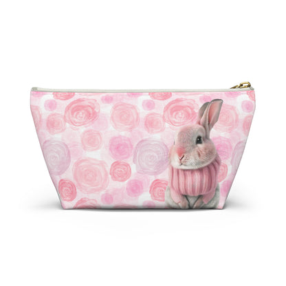 Bunny & Pink Roses Accessory Pouch w T-bottom