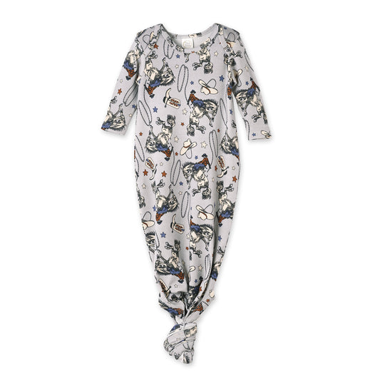 Western Cowboy Rodeo Baby Gown -  Bamboo Newborn Layette