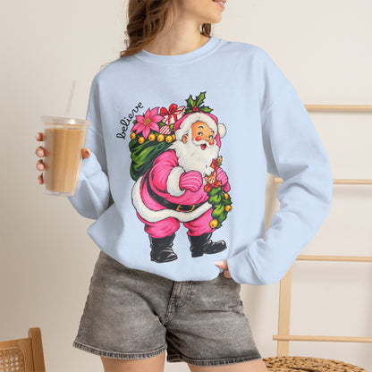 Vintage Floral Santa Sweatshirt – Believe Christmas Crewneck