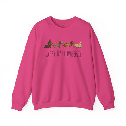 Halloween Dachshund Sweatshirt — "Happy Halloweenie" Cute Halloween Dog Crewneck