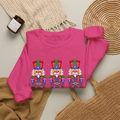 Nutcracker Crewneck Sweatshirt — Festive Triple Nutcracker Holiday Pullover