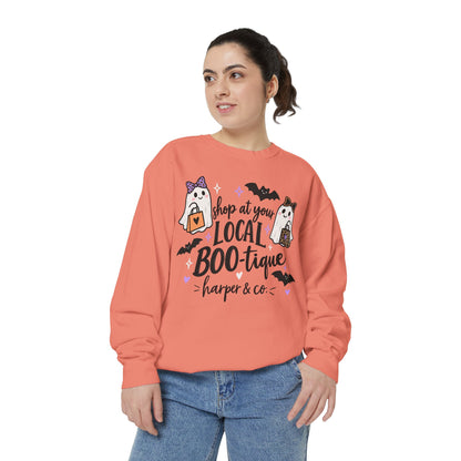 Local BOO-tique Halloween Sweatshirt — Cute Ghosts Trick-or-Treat Graphic