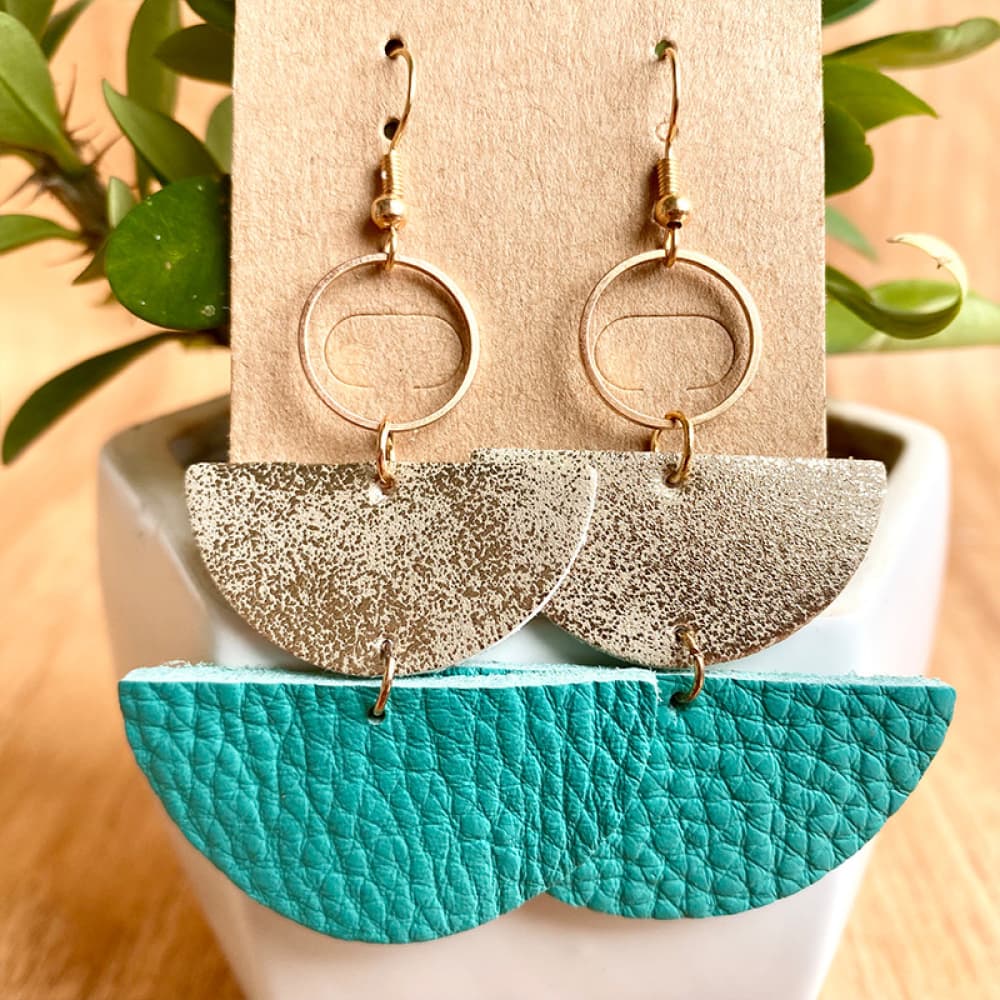 Leather Geometrical Shape Dangle Earrings