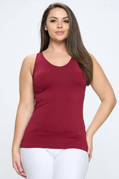 Reversible V or U Neckline Seamless Tank Plus Size