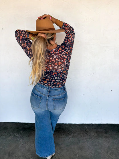 BLAKELEY Fall Floral Mesh It Up Top