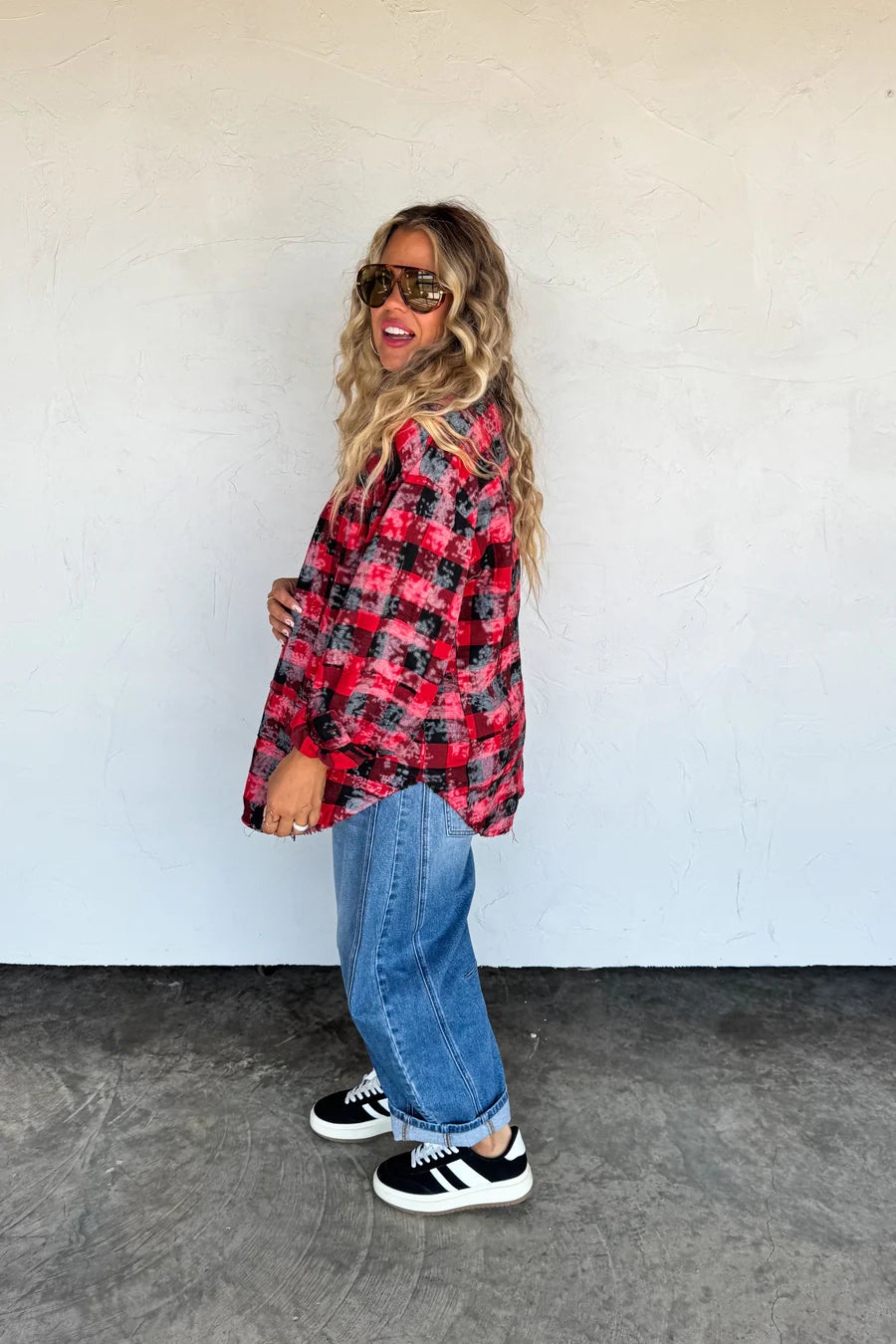 BLAKELEY Juniper Bleached Plaid Top