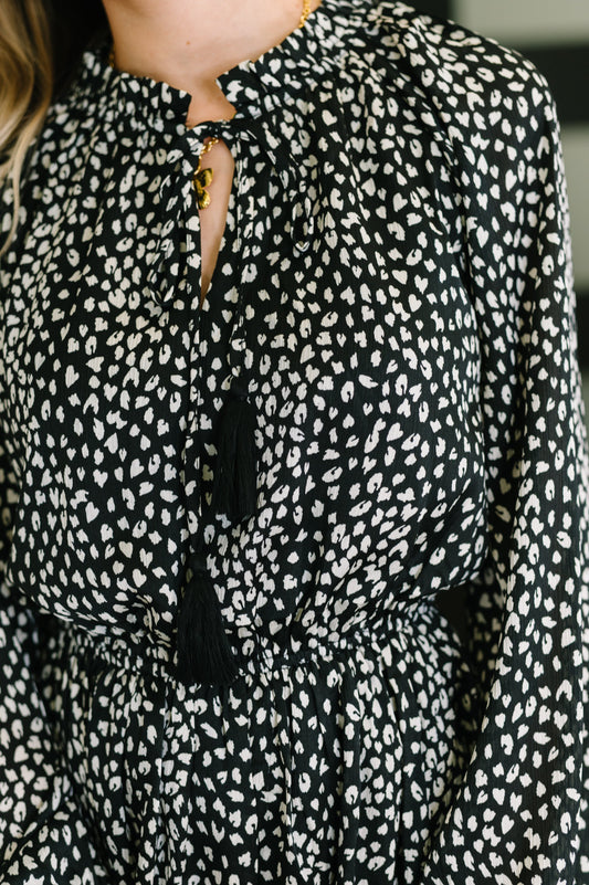 A Cheeky Little Time Tiered Dress in Black Leopard