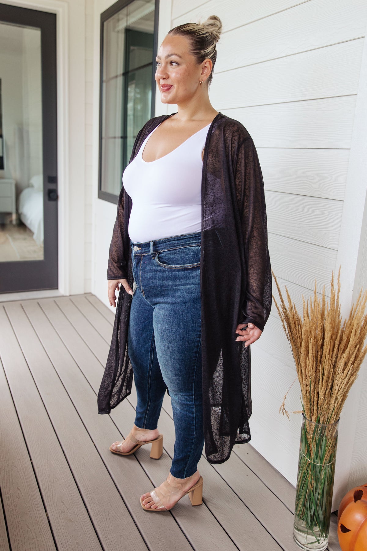 Sheer Duster Length Cardigan