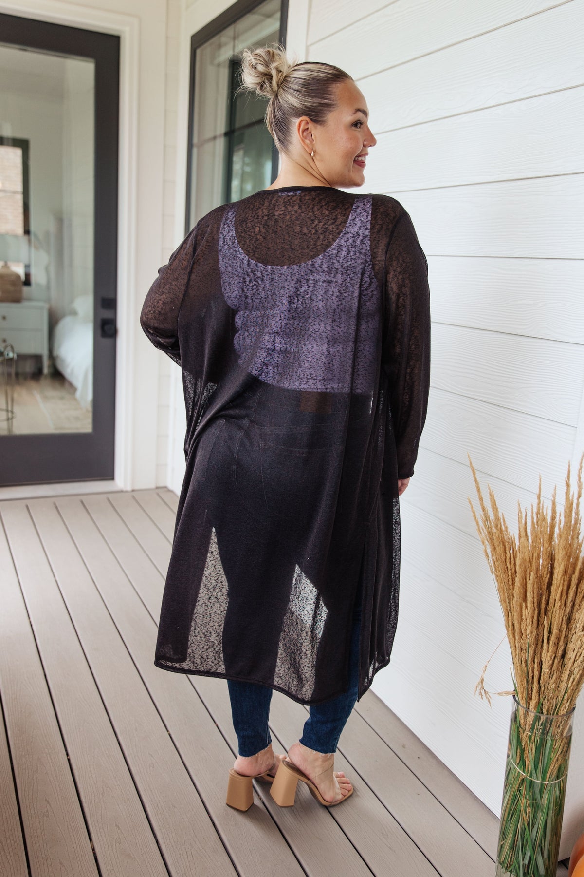 Sheer Duster Length Cardigan