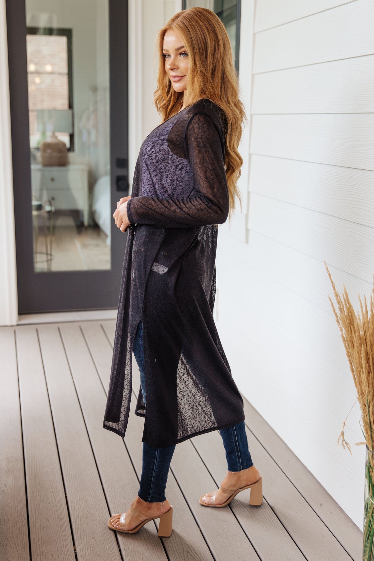 Sheer Duster Length Cardigan