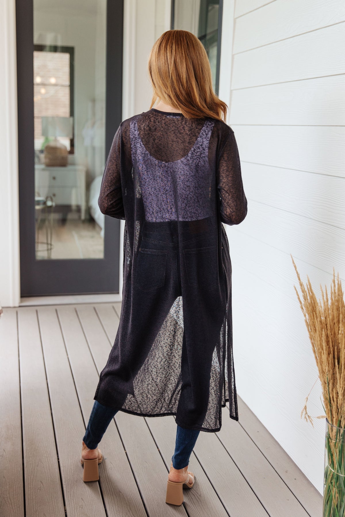 Sheer Duster Length Cardigan