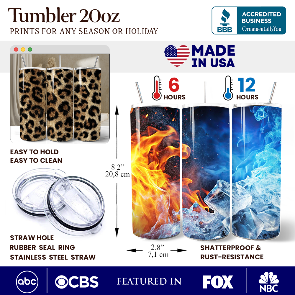 Wild Leopard Spot Pattern 20oz Personalized Tumbler With Lid and Stainless Steel Straw, Stylish Wildlife Gift Cup