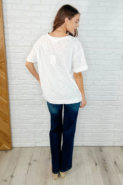 Basic Instinct Drop Shoulder V-Neck Tee in Ivory