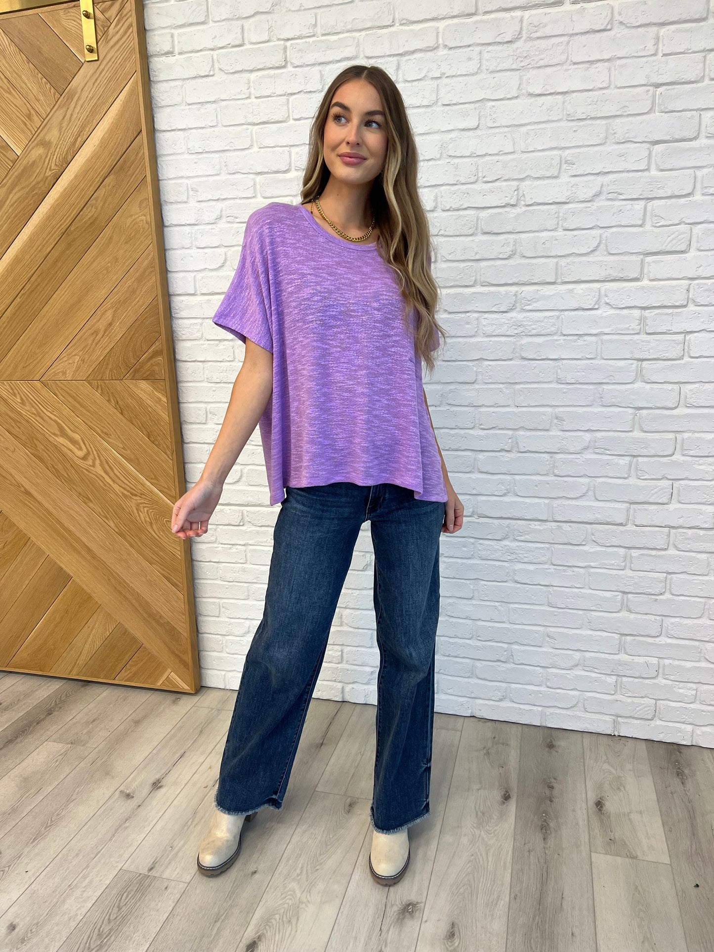 Basically Flowing Dolman Sleeve Top in B Lavender