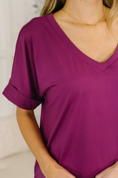 Buttery Soft V-Neck Bike Short Set in Lt Plum