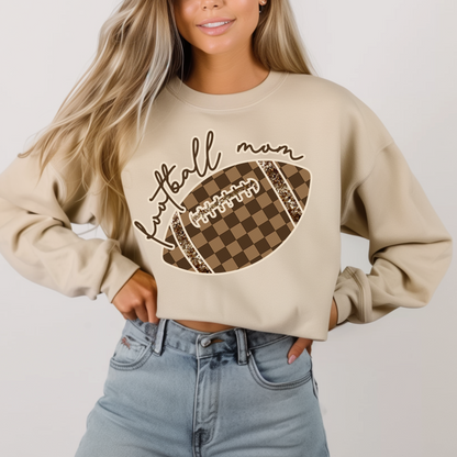 Check Football Mom in Sand Sweatshirt