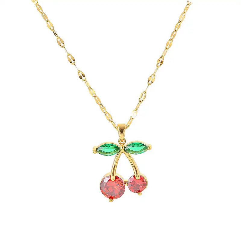 Retro Cherry Charm Necklace
