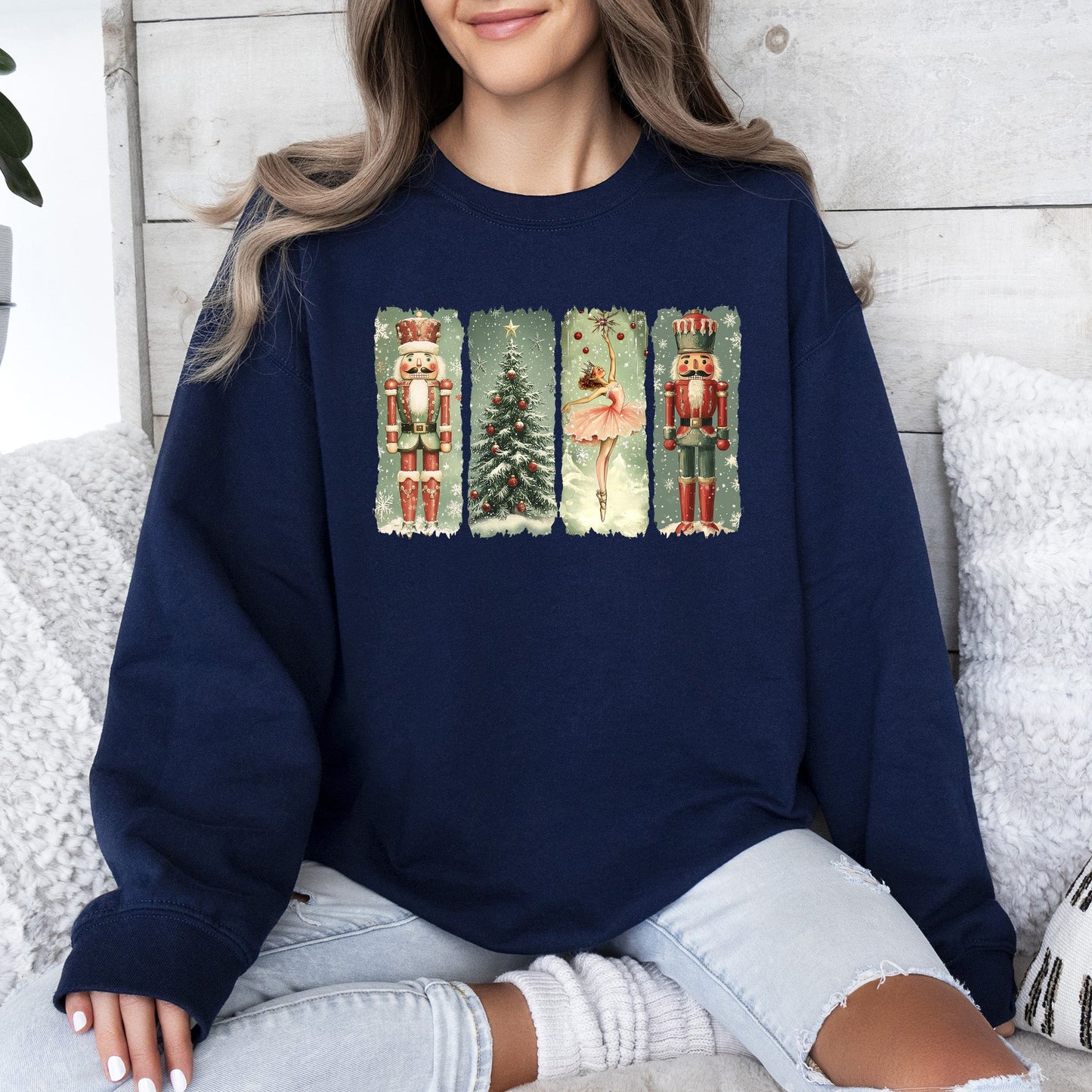 Christmas Nutcracker Ballet Vintage Snow Scene With Retro Typography Art Limited Edition Sweatshirt