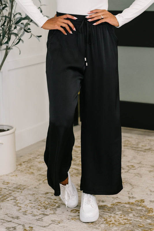 City Ease Wide Leg Bottoms in Black