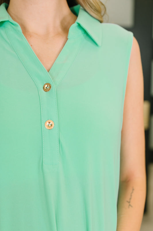 Coral Sands Collared Tank Dress in Aqua Mint
