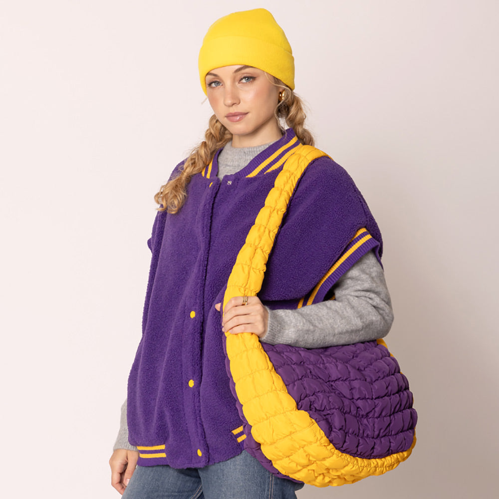 Game Day Quilted Puffer Shoulder Crossbody Bag Cloud Bag