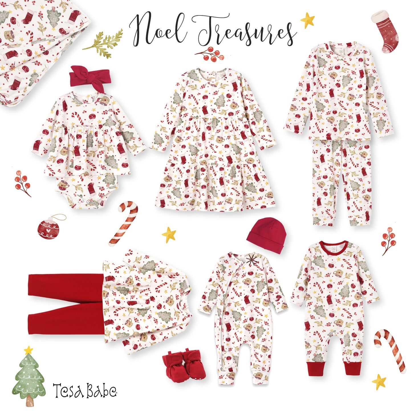 Girls’ Christmas Dress – Bamboo Holiday Tiered Twirl Dress