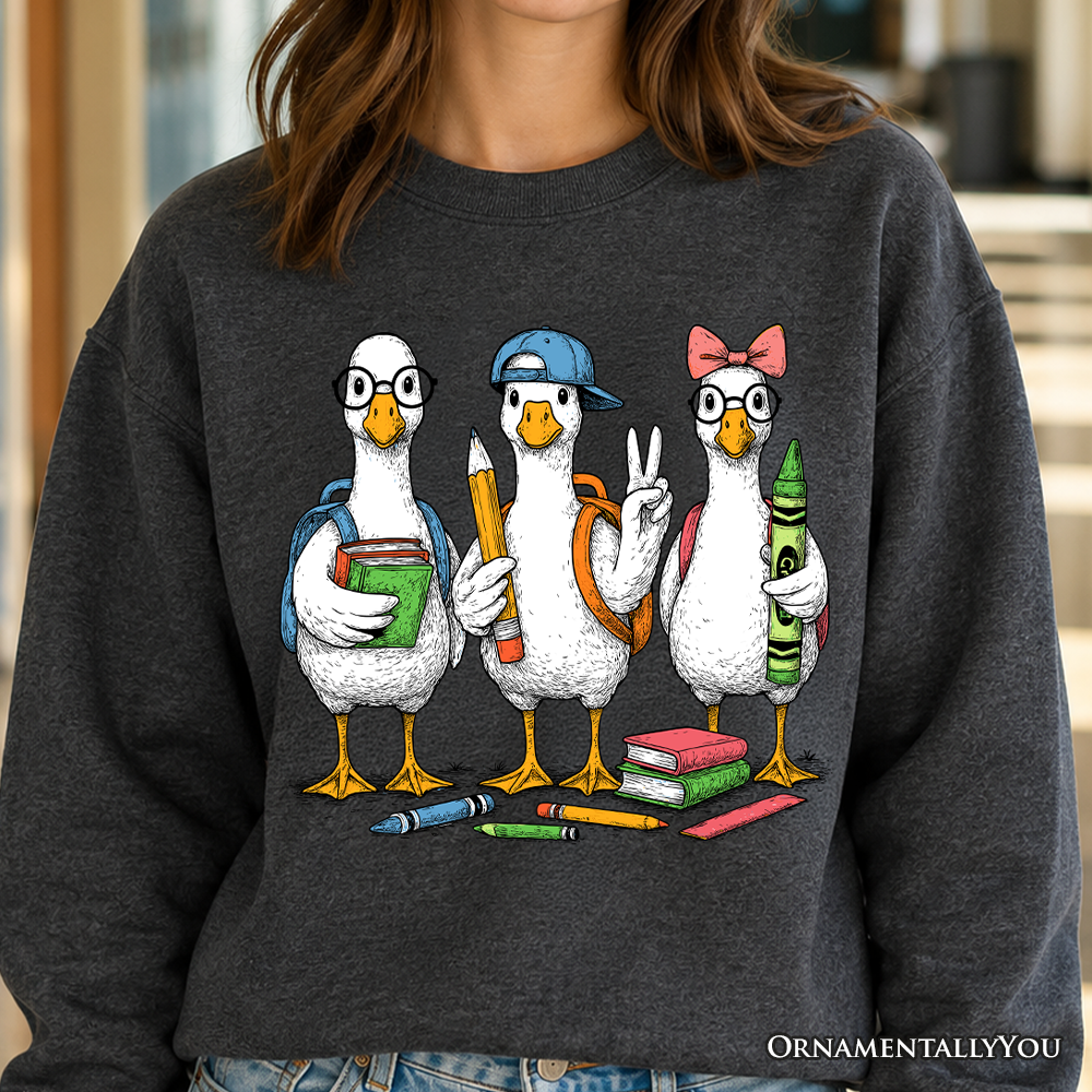 Goose Back to School Sweatshirt, Cute Teacher Student Classroom Sweater
