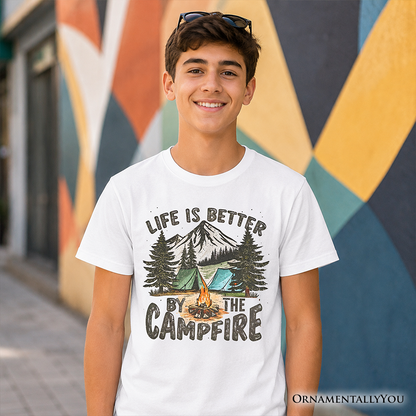Kids Life Is Better by the Campfire T-Shirt, Outdoors Camping Youth Tee