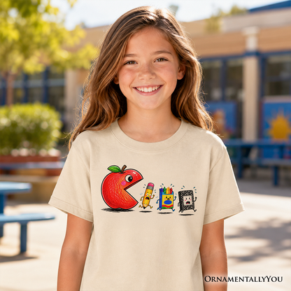 Kids Funny Apple 1st Day of School T-Shirt, Youth Tee for Student